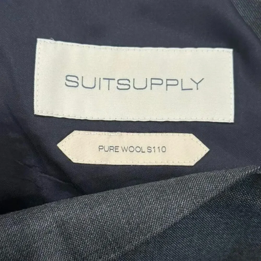 Suitsupply Charcoal Gray Pure Wool Lazio Single-Breasted Blazer Jacket US 40